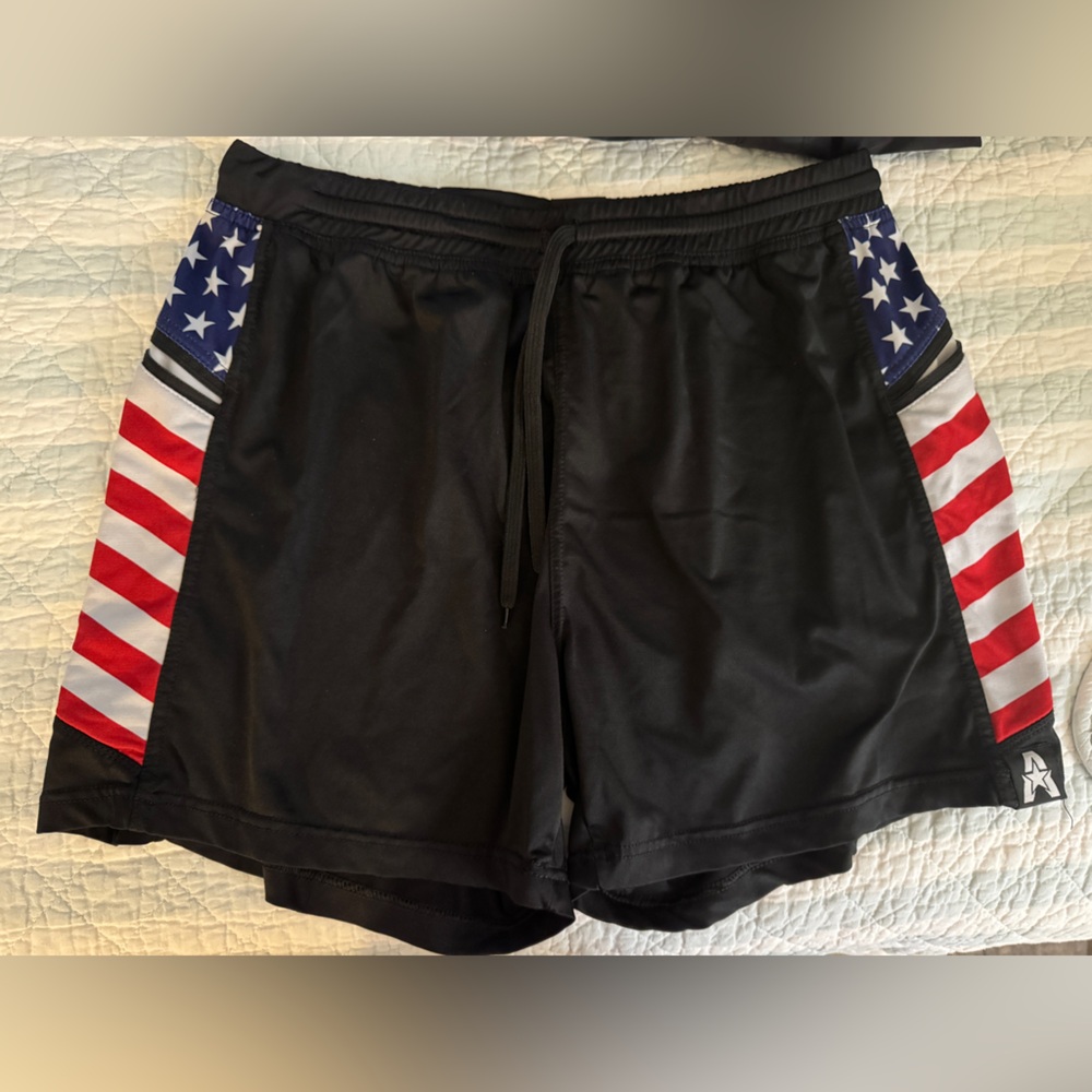 American Flag Black Athletic Shorts